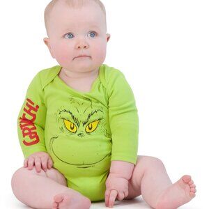 NWT: Dr. Suess:  2 The Grinch Christmas Baby Long Sleeve Body Suits Size